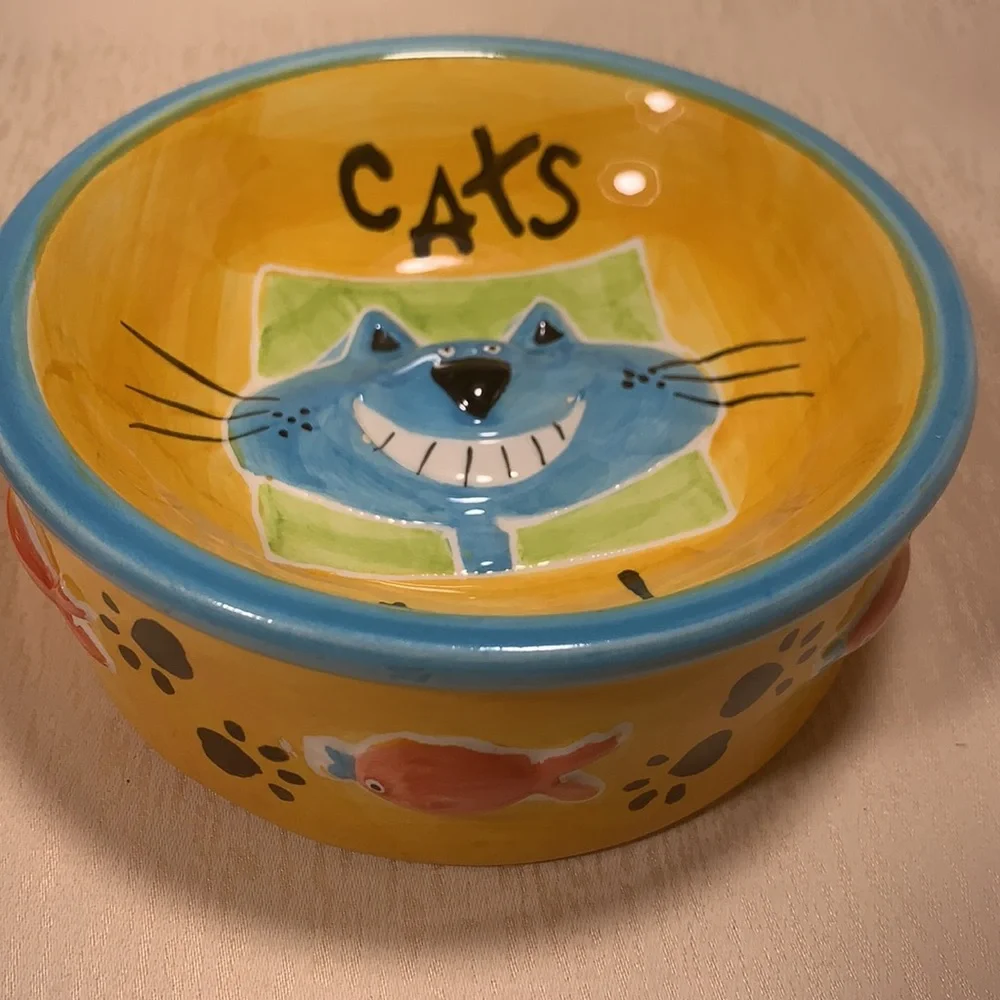 Pair of Ceramic Cat Food Water Bowls
